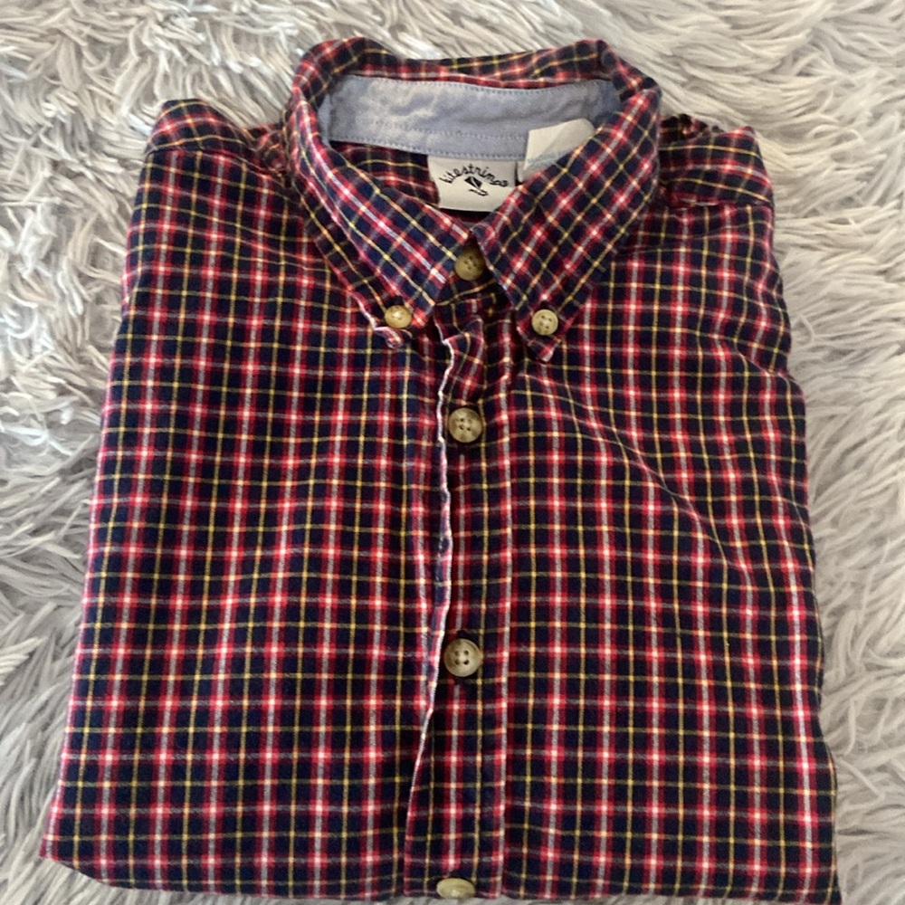 Casual Red and Green Plaid Button Down Shirt